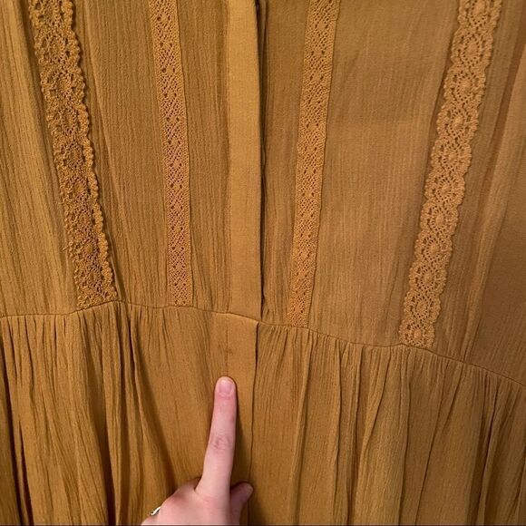 Nordstrom Oversized Boho Fall Mustard Long Sleeve Dress DR2 - Picture 8 of 16